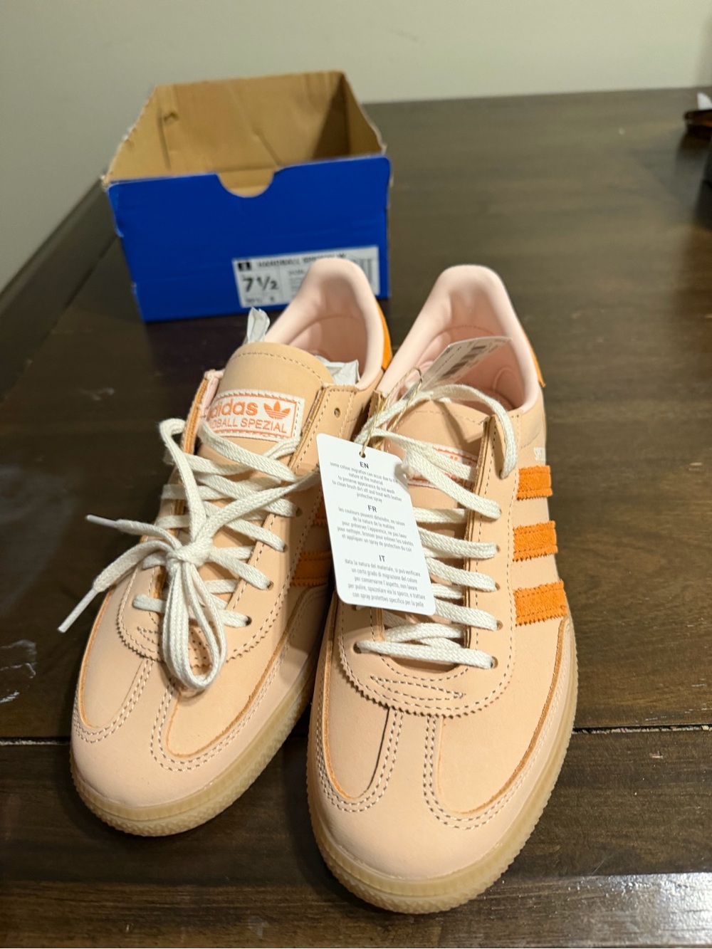 adidas Spezial Women's Sneakers in Peach and Orange Suede Accents - Picture 2 of 8